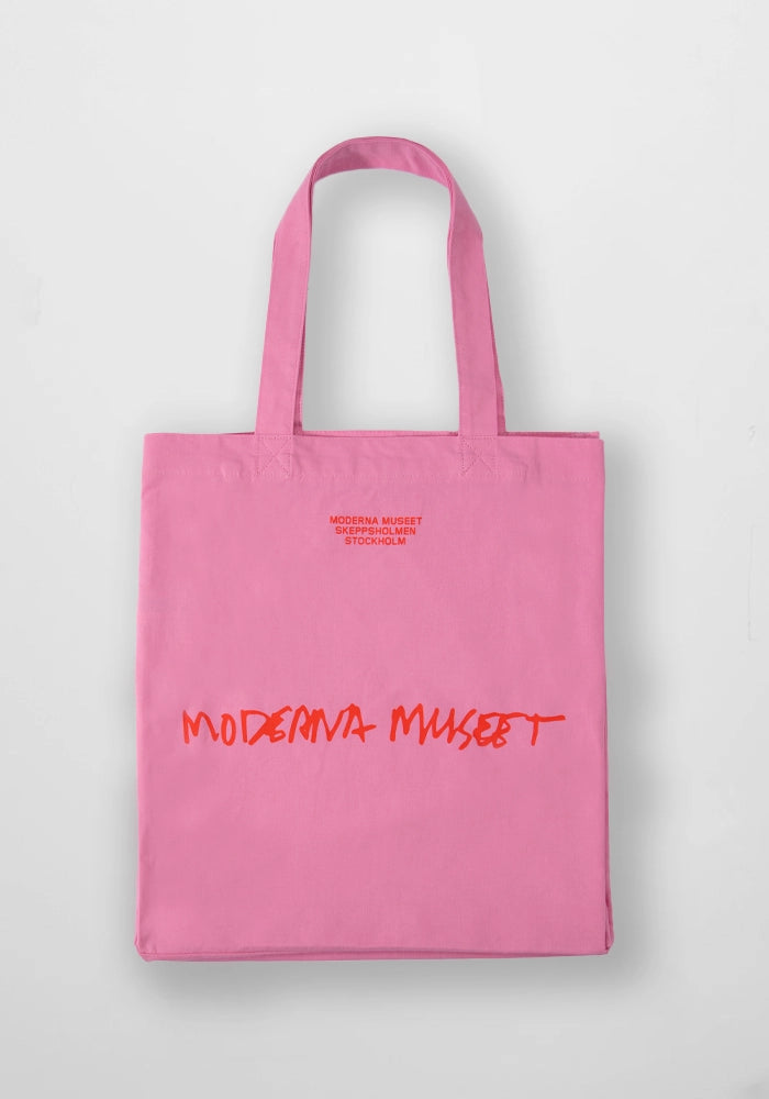 Tygkasse Moderna Museet: Rosa med rött tryck