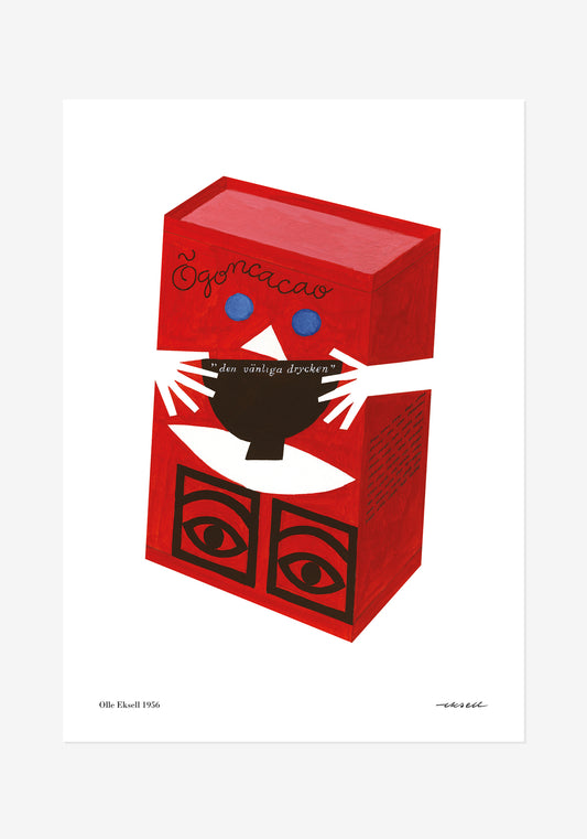 Poster, Olle Eksell, Ögonkakao, Röd kartong