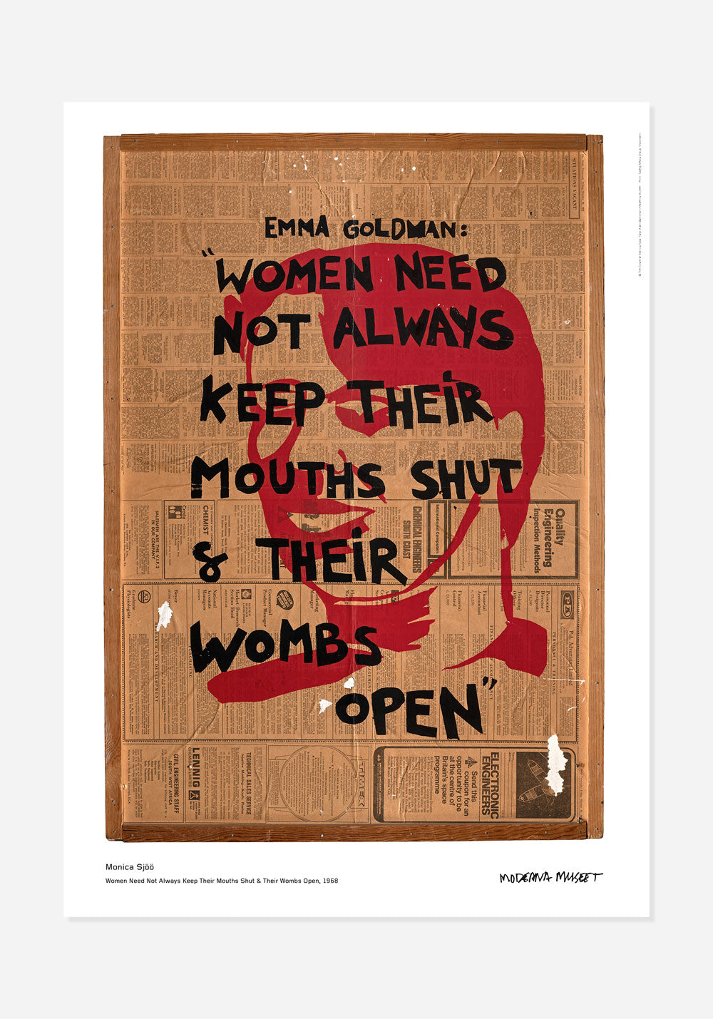 Poster, Monica Sjöö, Women need not always keep their mouths shut and their wombs open