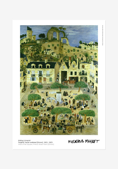 Poster, Hilding Linnqvist, Square image, French small town (Chinon)