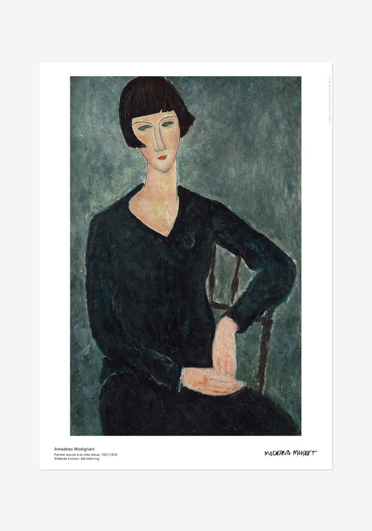 Poster, Amedeo Modigliani, Sittande kvinna i blå klänning