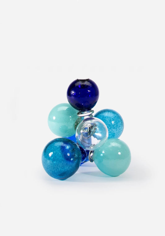Candle Holder – Bubbles, Large blue