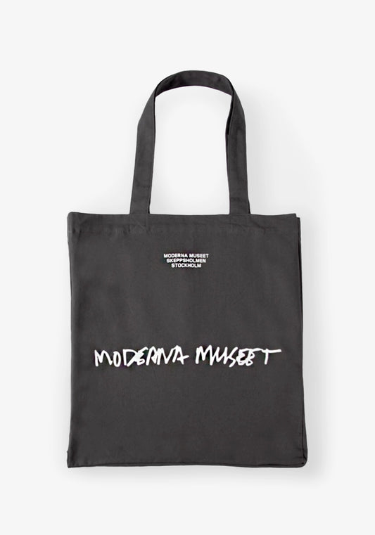 Tygkasse Moderna Museet: Grå med vitt tryck