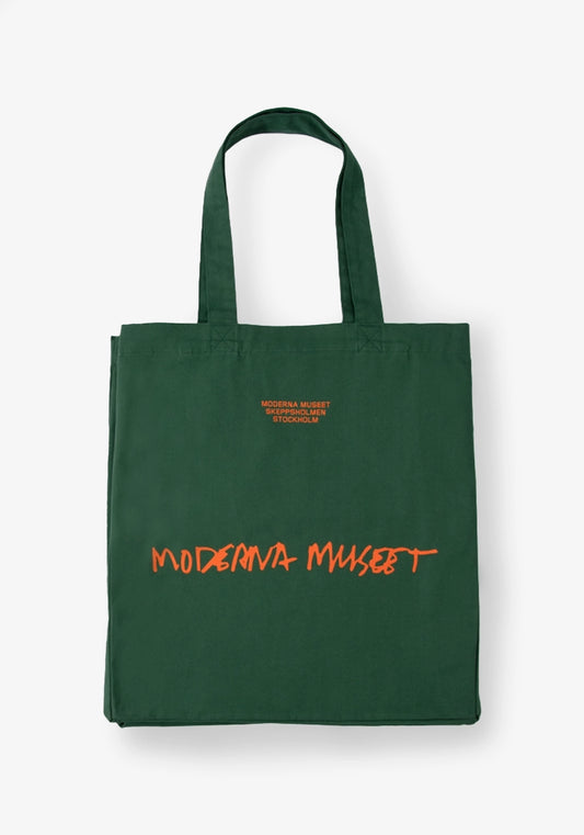 Tygkasse Moderna Museet: Grön med orange tryck