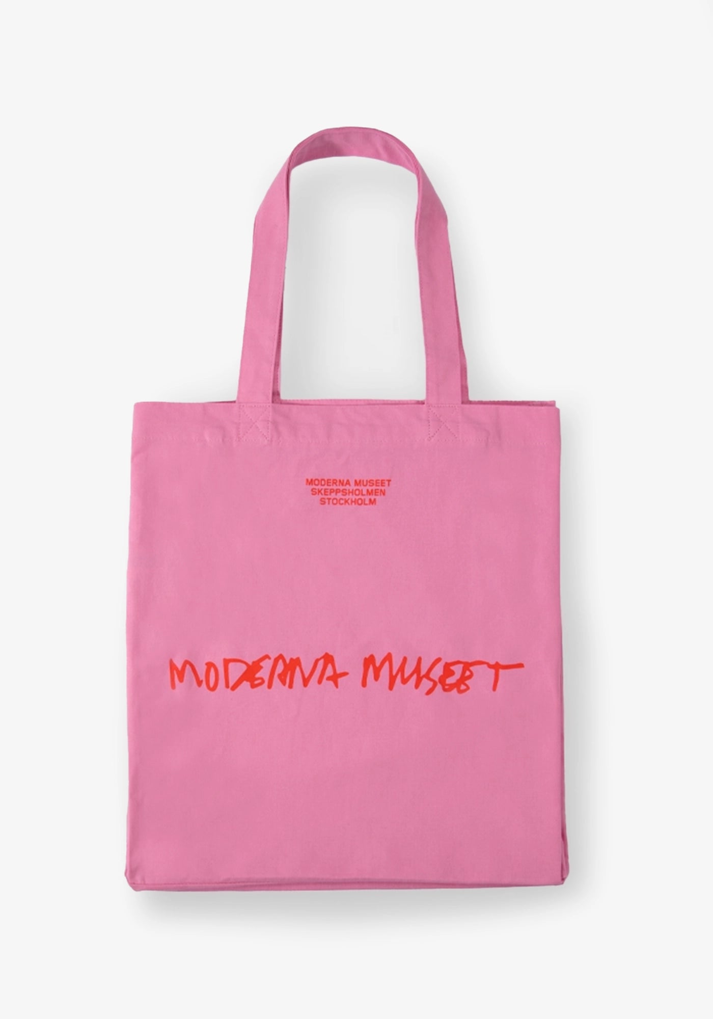 Tygkasse Moderna Museet: Rosa med rött tryck