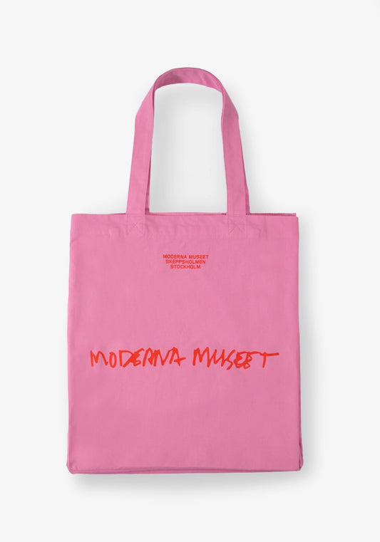 Tygkasse Moderna Museet: Rosa med rött tryck