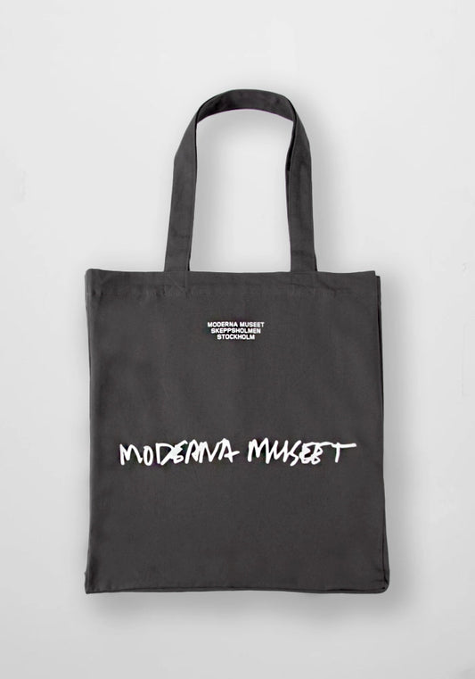 Tygkasse Moderna Museet: Grå med vitt tryck