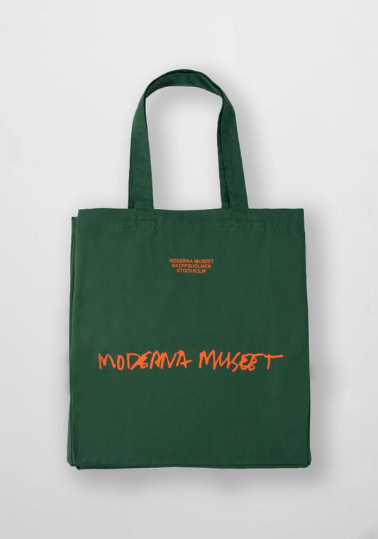 Tygkasse Moderna Museet: Grön med orange tryck