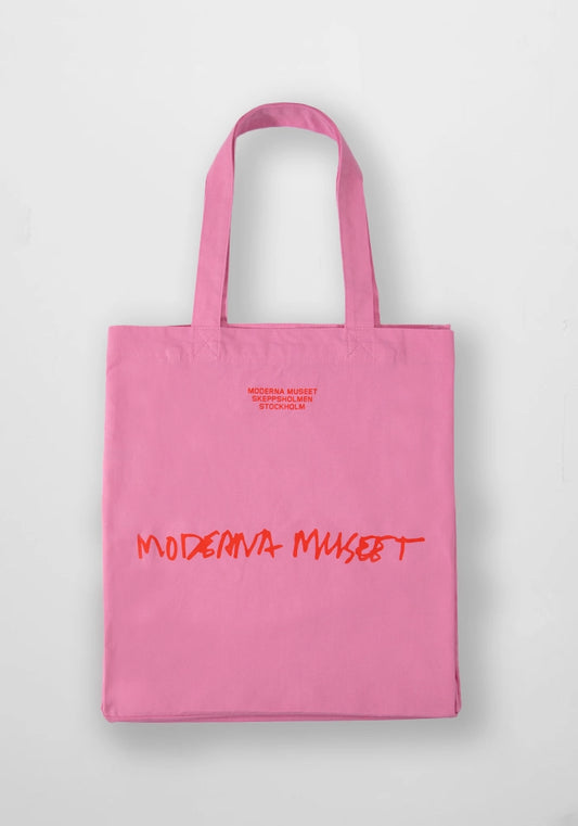 Tygkasse Moderna Museet: Rosa med rött tryck
