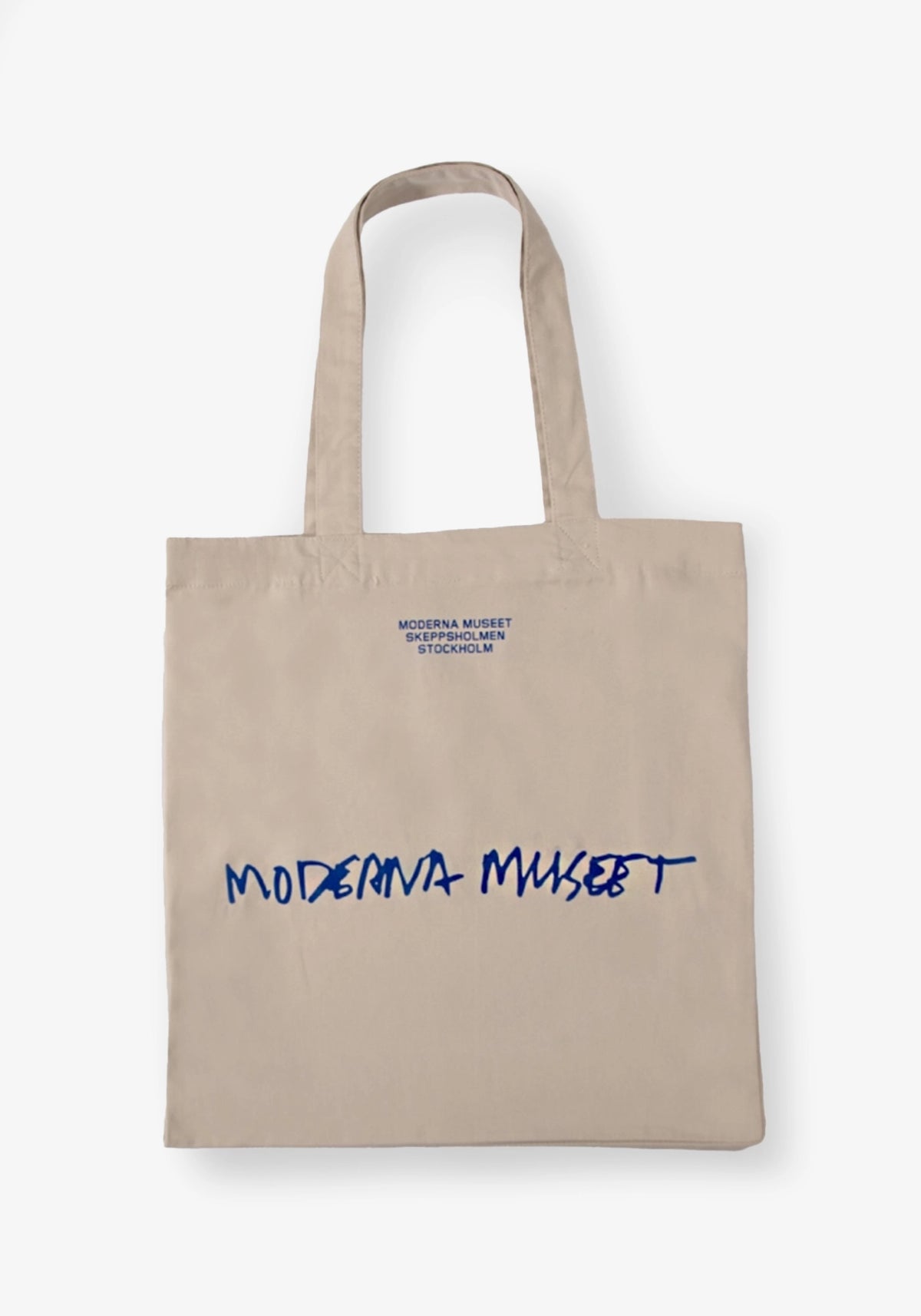 Tygkasse Moderna Museet: Beige med blått tryck